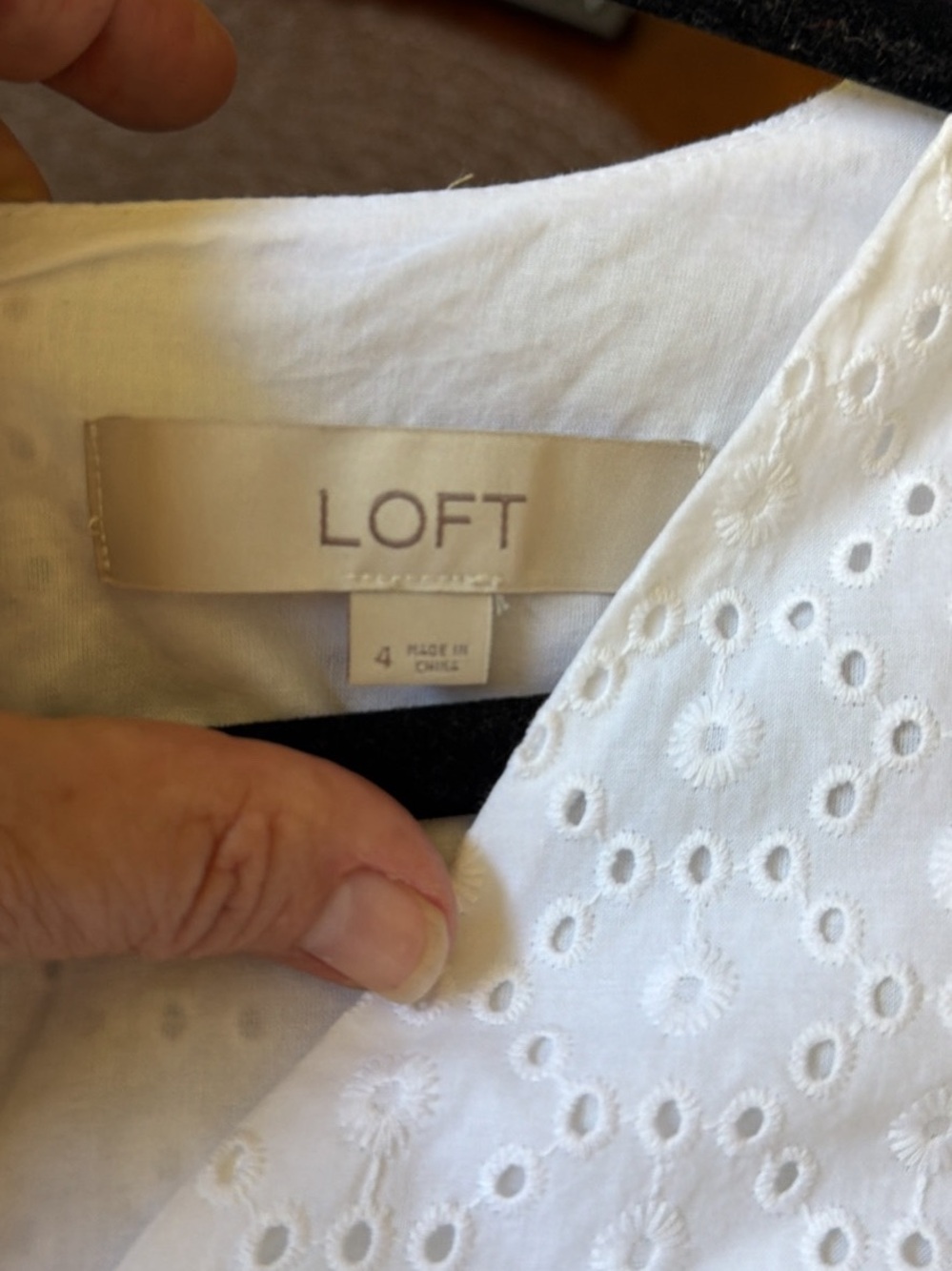 LOFT White Eyelet Cotton Top